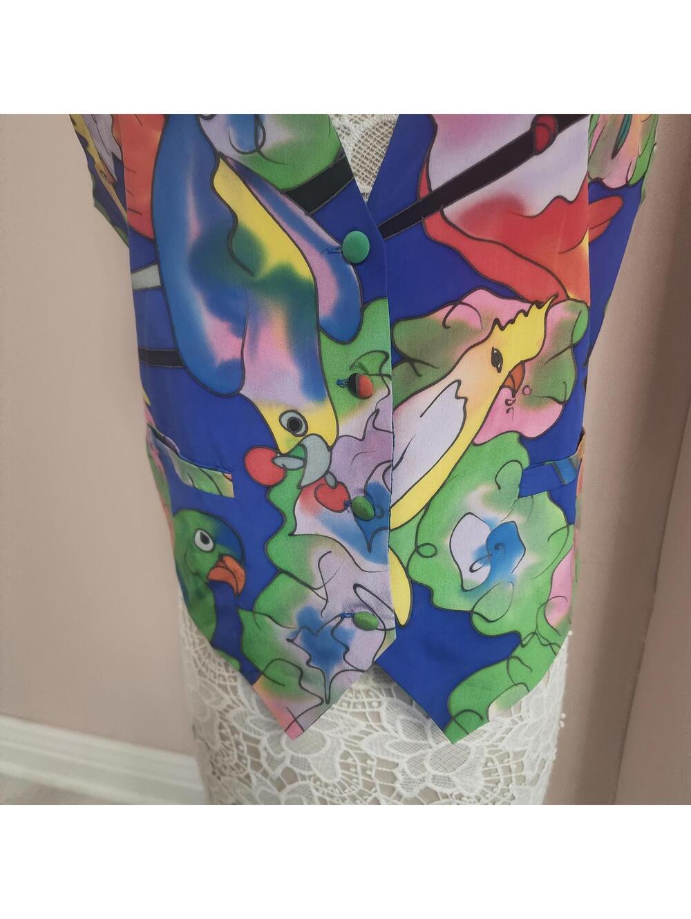 LKNW vintage 90's Sensual Silk by Caribbean Club M mens vest colorful - Picture 6 of 7